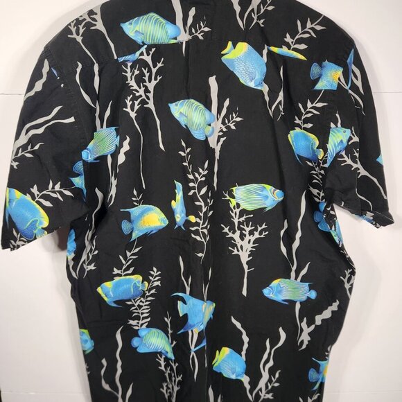 Nautica Competition Tropical Fish Button Up Men's Short Sleeve Shirt size Large - Picture 3 of 9